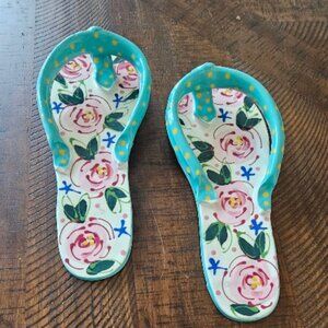 Key West Ceramic Wall Art Sculpture Flip Flops M. Ruley Roses Flowers